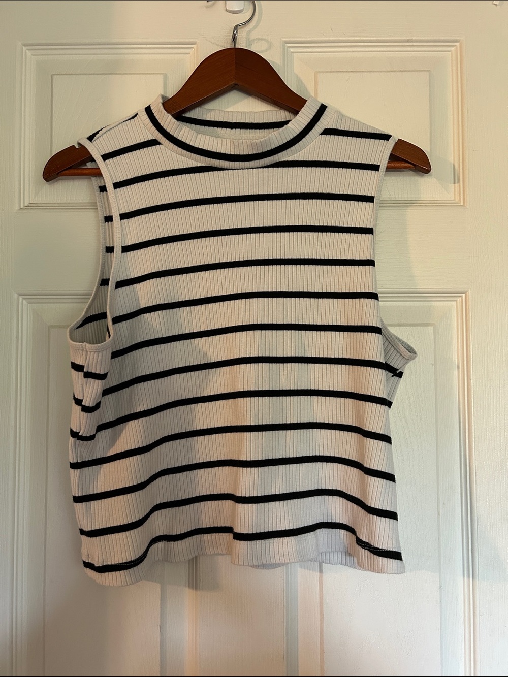 Old Navy White Tank Top with Black Stripes